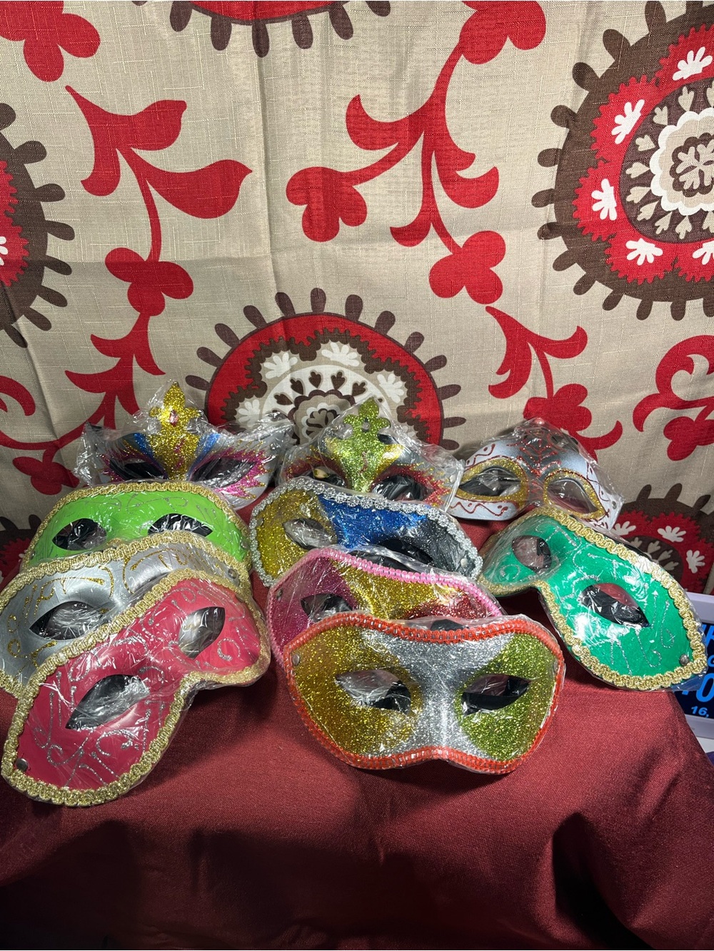 10 pc Bulk Masquerade Mask, Costume Face Mask, New Orlean's Mardi Gras